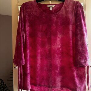 Croft & Barrow Embroidered Flowy 3/4 Sleeve Blouse Women's Petite L